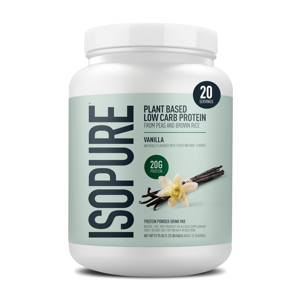 אבקת חלבון מבוססת צמחים, Lactose חינם, Gluten חינם, עם ברזל, Vanilla, 20g Plant חלבון Per משרת, 1.23 Lbs, 20 משרתים