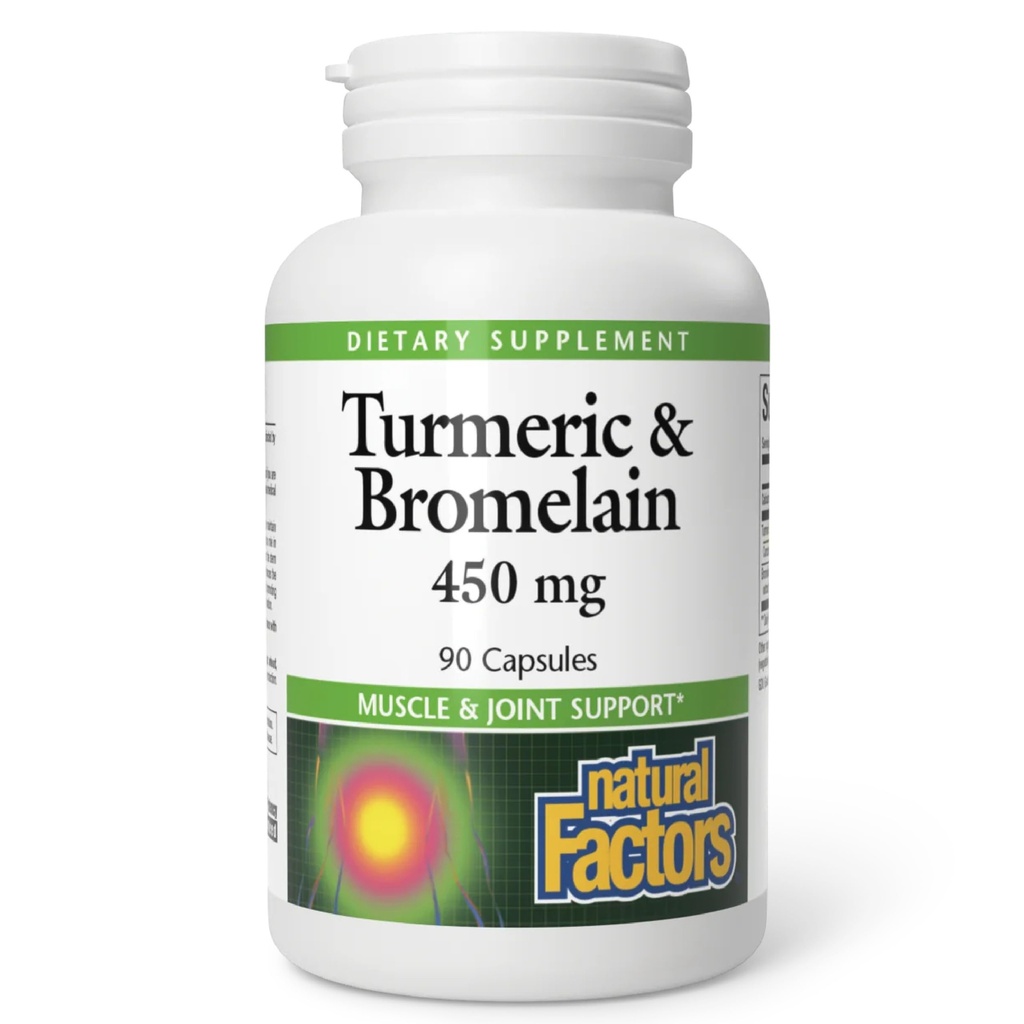 גורמים טבעיים, Turmeric & Bromelain 450 מ"ג, שריר ותמיכה משותפת, 90 קפסולות