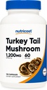 מזון טורקיה Tail Mushroom קפסולות 1200 מ"ג, 60 משרתים (120 קפסולות) - Gluten Free, non-GMO ו- Vegetarian Friendly