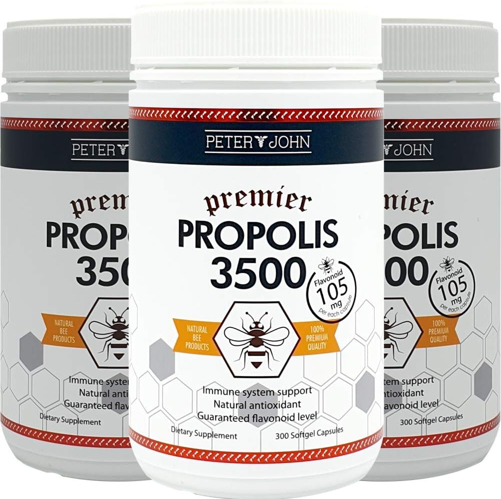 HEALTHFARM Peter John Propolis 3500 (Flavonoid 105mg) 300 Softgel Capsules (3)