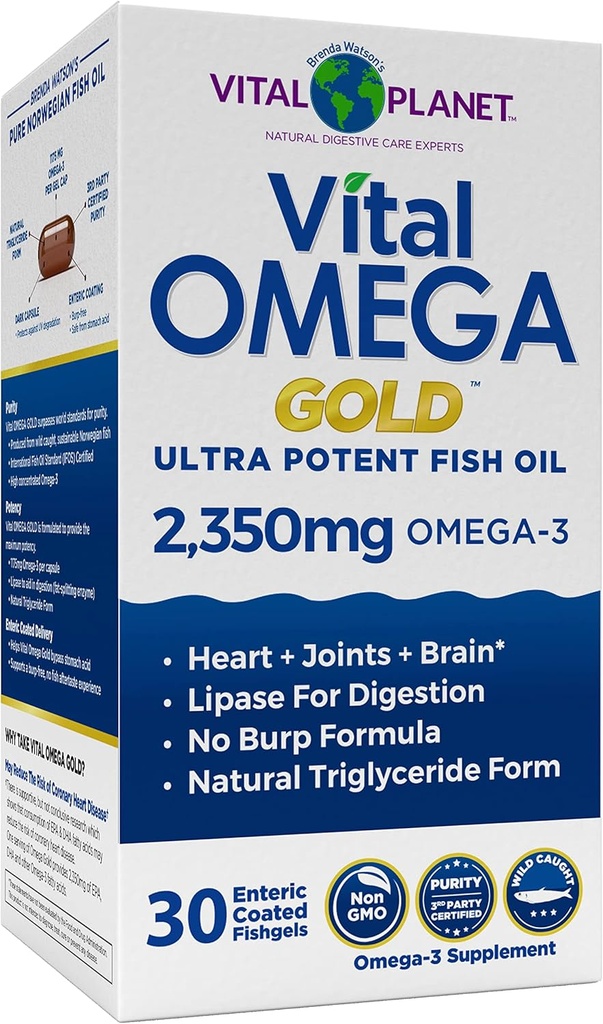Vital Planet - Vital אומגה Ultra Potent Wild תפס אומגה 3 שמן דגים תוספת עם 2350 מ"ג של אומגה 3 שומן Acid תוספי EPA ו DHA כדי לתמוך המוח ובריאות הלב 30 Softgels