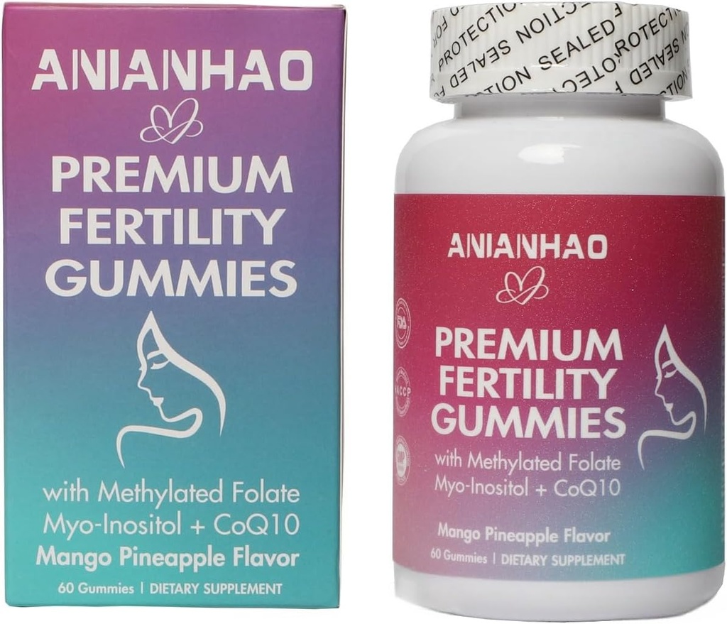 חניכיים פוריות לנשים, Premium Feminine Balance Gummies, עם Inositol, CoQ10, Folate ווויטמינים, תמיכה בהורמונים, Ovulation / Manstrual Cycle, 1 חודש אספקה