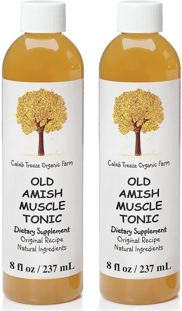 Caleb Treeze Old Amish שריר טוניק 8 oz, Leg Cramps הקלה, Foot Cramps הקלה, רגליים ללא מנוחה, כאבי Cramps & Spasm הקלה - חבילת של 2