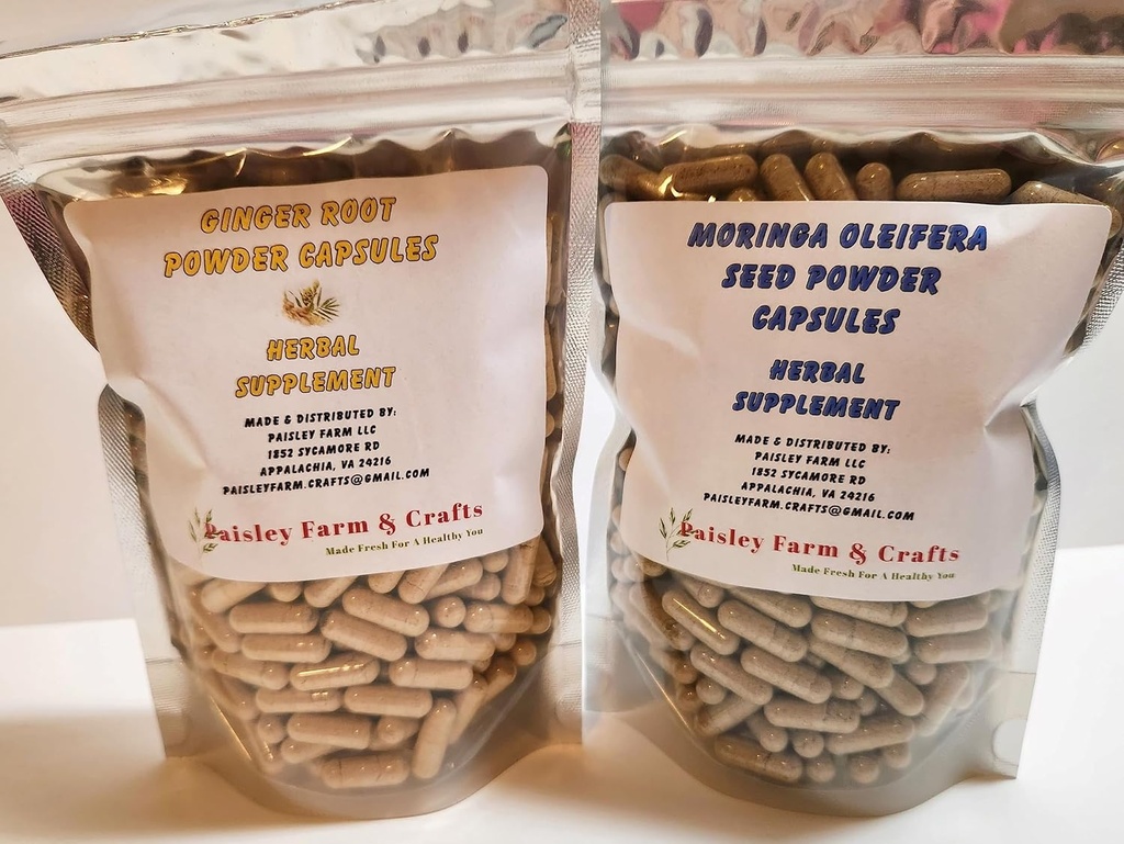 ג'ינג'ר Root Moringa Leaf and Seed קפסולת ערך Packs (Ginger Root + Moringa Seed) - תוסף צמחי