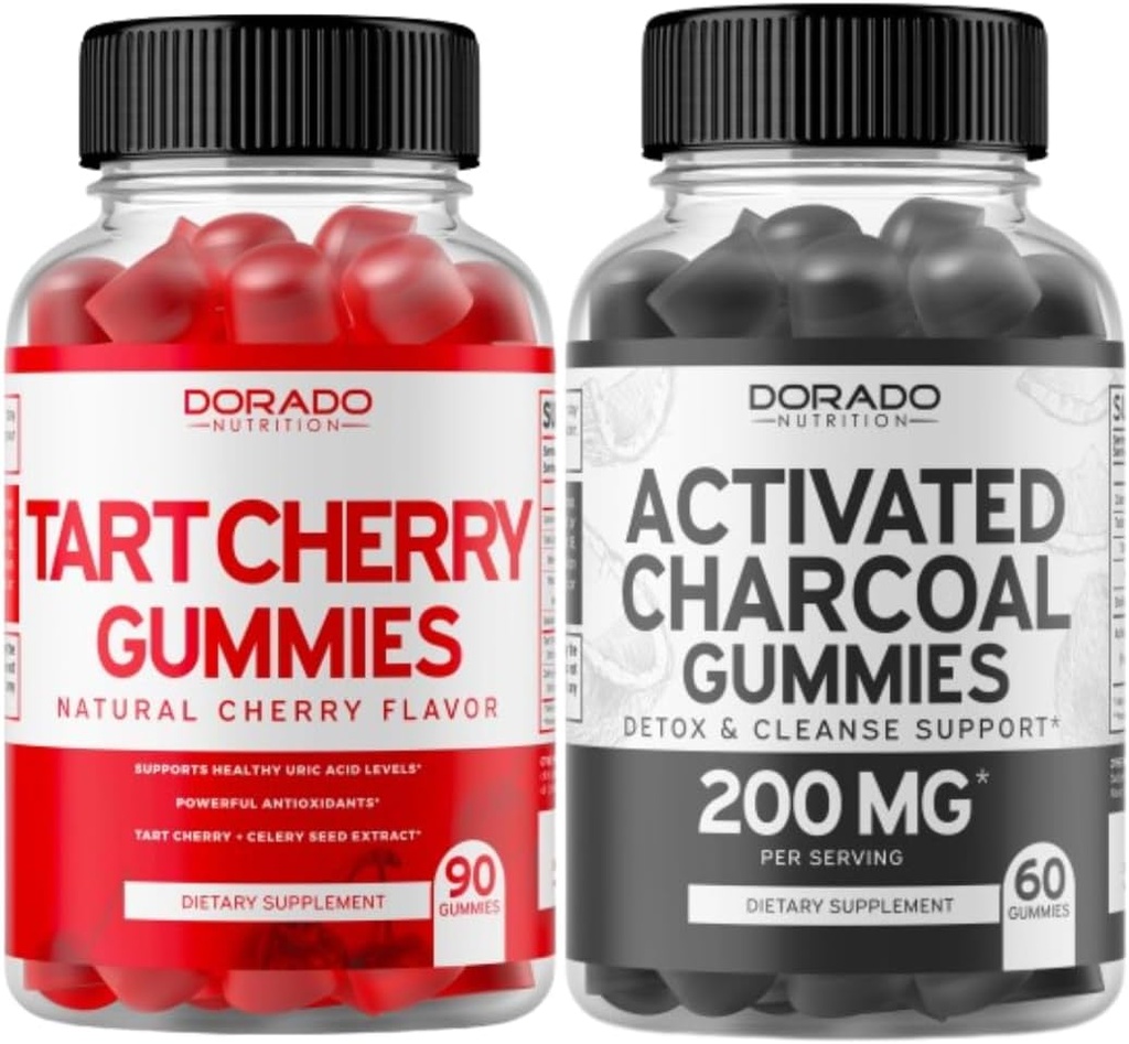 Tart Cherry (90 Gummies) Uric Acid רמה תומך באנטיoxidant Powerful Antioxidant עם Celery Seed ומופעל Charcoal (60 חניכיים) בריאות Detox & ניקוי - פורמולה מ- Organic קוקוס Shells - ארה"ב Made Made Made Made Made Made Made
