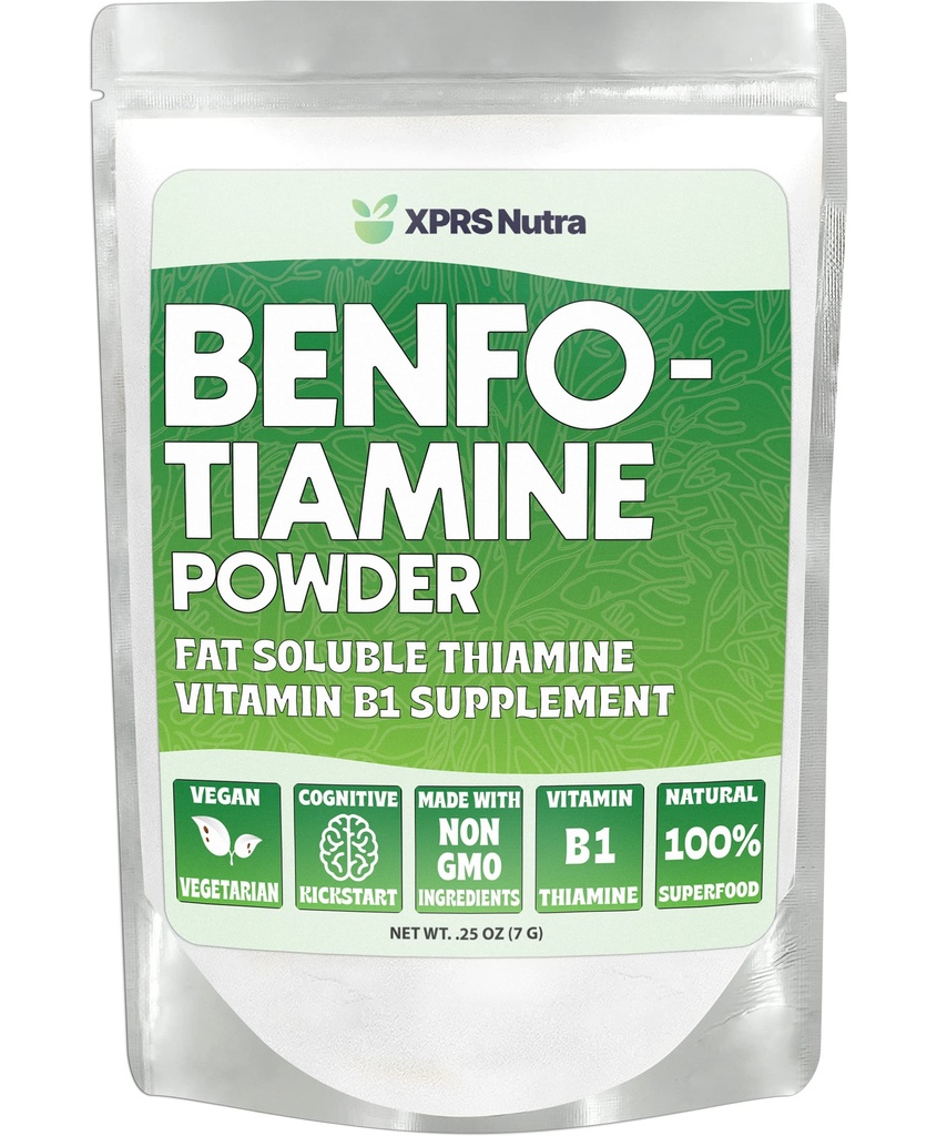 XPRS Nutra Benfotiamine אבקה (Thiamine) - שמן Soluble Happy Heart Thiamine תוסף - ויטמין מתקדם B1 Benfotiamine עבור תרכובת Boost - אבקת Benfotamine (.25 Ounce)