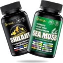 Sea Mosss and shilajit Bundle - 90EE Count - Sea Moss, Black Seed Oil, Ashwagandha, Turmeric & Shilajit, Rhodiola Rosea, Burndock, Bladderwrack 21 ב 1 תוספים (2 Packs)