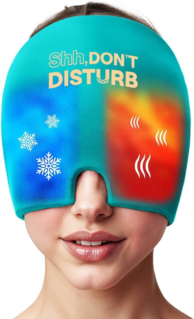 Migraine Relief Cold Cap - Reusable Gel Ice Pack Head Wrap for Headaches, Puffy Eyes, Sinus Stress, Hangover - 360° Compression Migraine Hat for Women & Men - Cooling Cap for Tension & Stress Relief