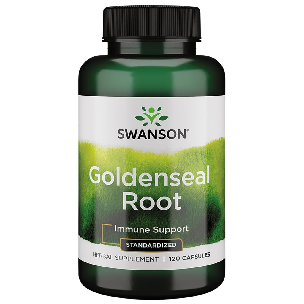 Swanson Goldenseal Root - תוספת צמחית לקידום התמיכה ב- Immune ו- Total Wellness - תכונות של Goldenseal Root Extracted ל-5% מוחלט Alkaloids - (120 קפסולות, 125 מ"ג כל)
