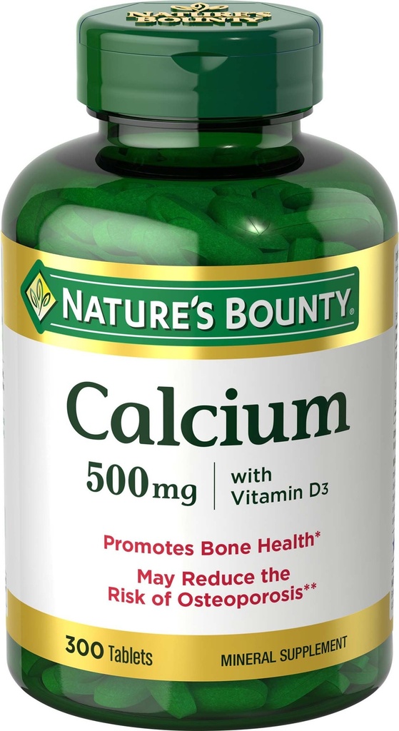 Nature's Bounty Calcium Plus 400 IU ויטמין D3, Immune Support & Bone Health, 300 טבליות