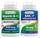 הטוב ביותר ויטמין B12 6000 mcg & ויטמין K2 (MK7) עם D3