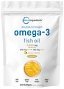 Micro Ingredients אומגה 3 שמן דגים תוספת 3,000 מ"ג עבור המשרת, 240 Softgels | Lemon Flavored - Burpless | EPA 540 מ"ג + DHA 360 מ"ג | Deep Sea Fish Fish