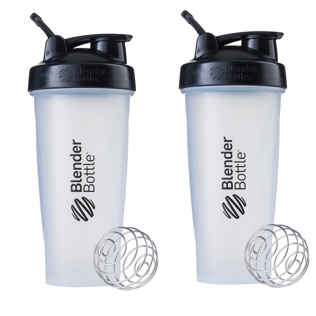 BellerBottle Classic Shaker Bottle Perfect for Protein Shakes and Pre Workout, 28oz,Clear / Black (Pack of 2)