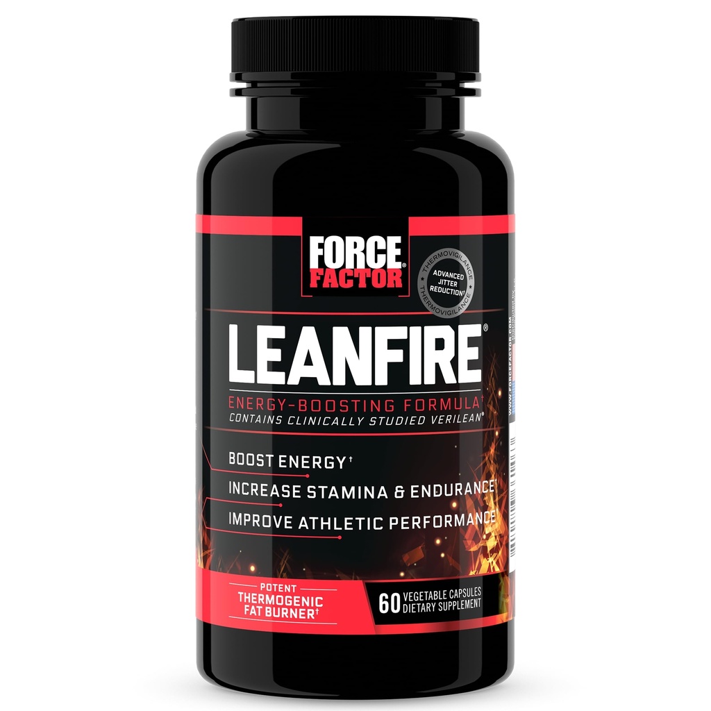 ראשי התיבות של FACTOR LeanFire Pre Workout Energy Pills with Green Tea Extracting and Caffeine כדי להגדיל את האנרגיה, לבנות שריר לבן, שחור, 60 ספירה (Pack of 1), חבילת May Vary Vary
