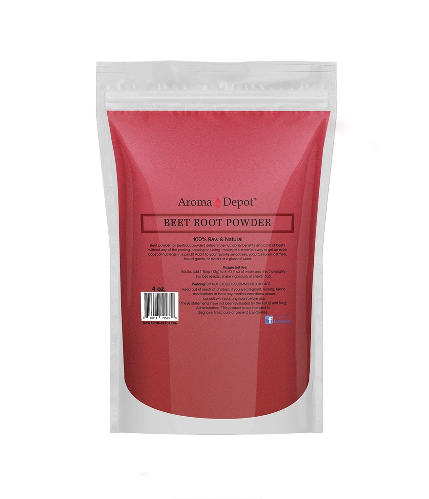 אבקת שורש באט 4oz על ידי Aroma Depot Raw & Non-GMO I Vegan &ten Glu Free I Nitric Oxide Booster I Boostmina Sta ולהגדיל את האנרגיה Immune System Booster I 100% טבעי