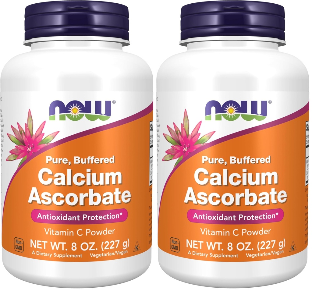 עכשיו תוספי מזון, Calcium Ascorbate אבקת, Buffered, Antioxidant Protection *, 8-Ounce (Pack of 2)