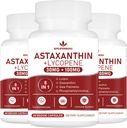 Astaxanthin ו Lycopene 70mg, Astaxanthin תוספת עם Phosphatidylcholine, Lutein ו Zeaxanthin, Powerful Antioxidants (180 קפסולות)