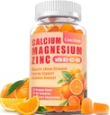 Calcium Magnesium Zinc Gummies עם D3 &B6 &K2,1000 מ"ג Calcium חניכיים עם 300 מ"ג מגנזיום תמיכה אנרגיה עבור מבוגרים ומתבגרים, Sugar חינם (60 הרוזן)