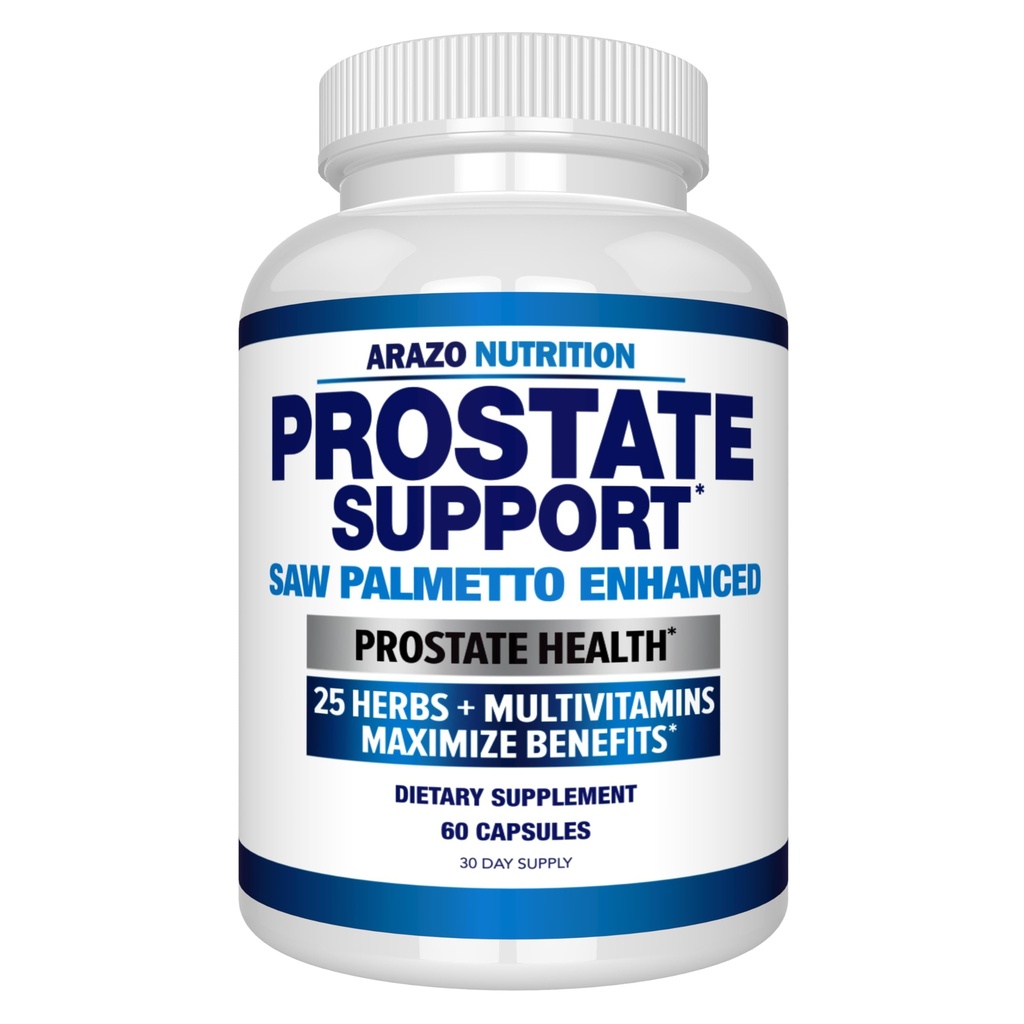 Arazo Nutrition Prostate תוסף - Saw Palmetto + 25 Herbs - להפחית את Ornation Frequent, להפחית את נשירת שיער, תמיכה סטמינה - יחיד הומופתי Herbal לחלץ בריאות תוספי מזון - קפסולה או גלולה