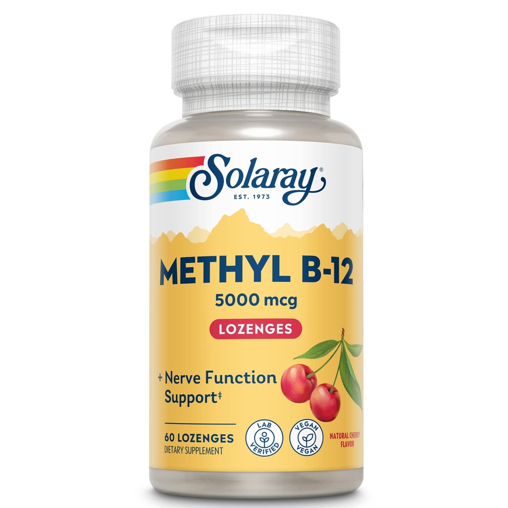 Solaray Methyl B12, Lozenge, Cherry (Btl-Plastic) 5000mcg