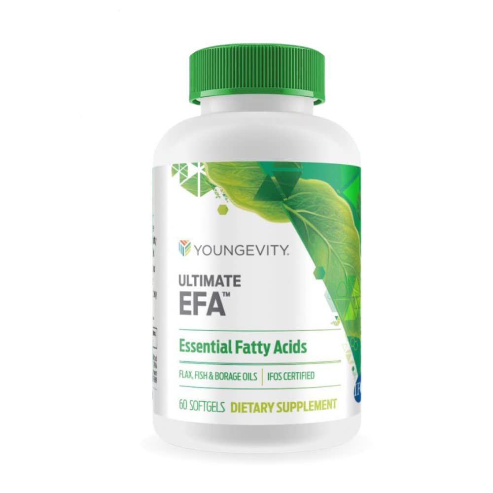 Youngevity Ultimate EFATM - אומגה 3, 6 & 9 תוסף | תערובת של Borage, Flax & Fish שמנים | תמיכה בלב, מוח ובריאות כללית | 60 Soft Gels