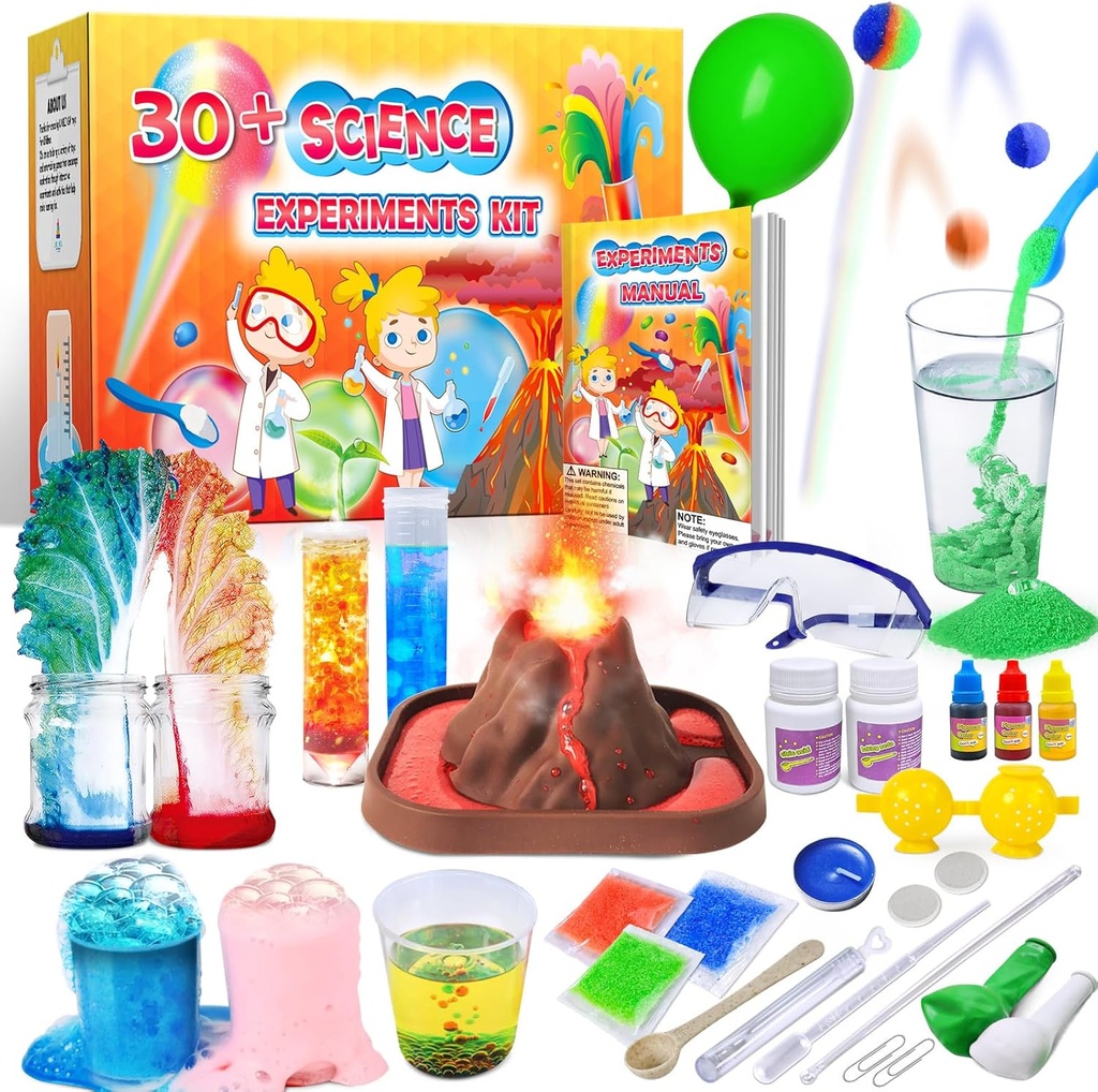 UNGLINGA 30+ ניסויים מדע Kits לילדים, S.T.E.M פעילויות חינוכיות צעצועים מתנות לילדים בנים, כימיה סט, Bouncy Ball, Volcano Eruption