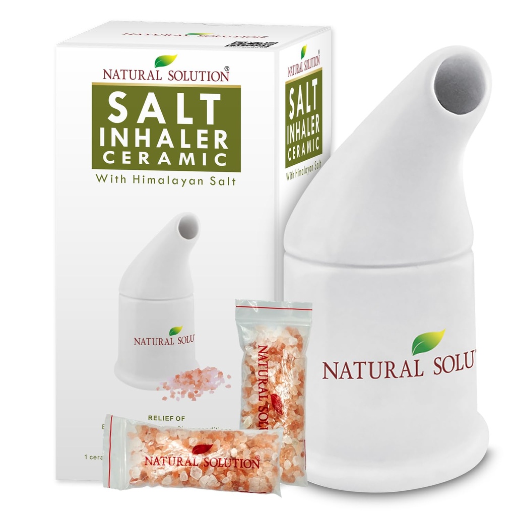 Natural Solution Ceramic Pink, Cleans The Respiratory System Great for Allergy, Asthma Relief, and Other Respiratory Conditions , Salt Inhaler, 1 Count