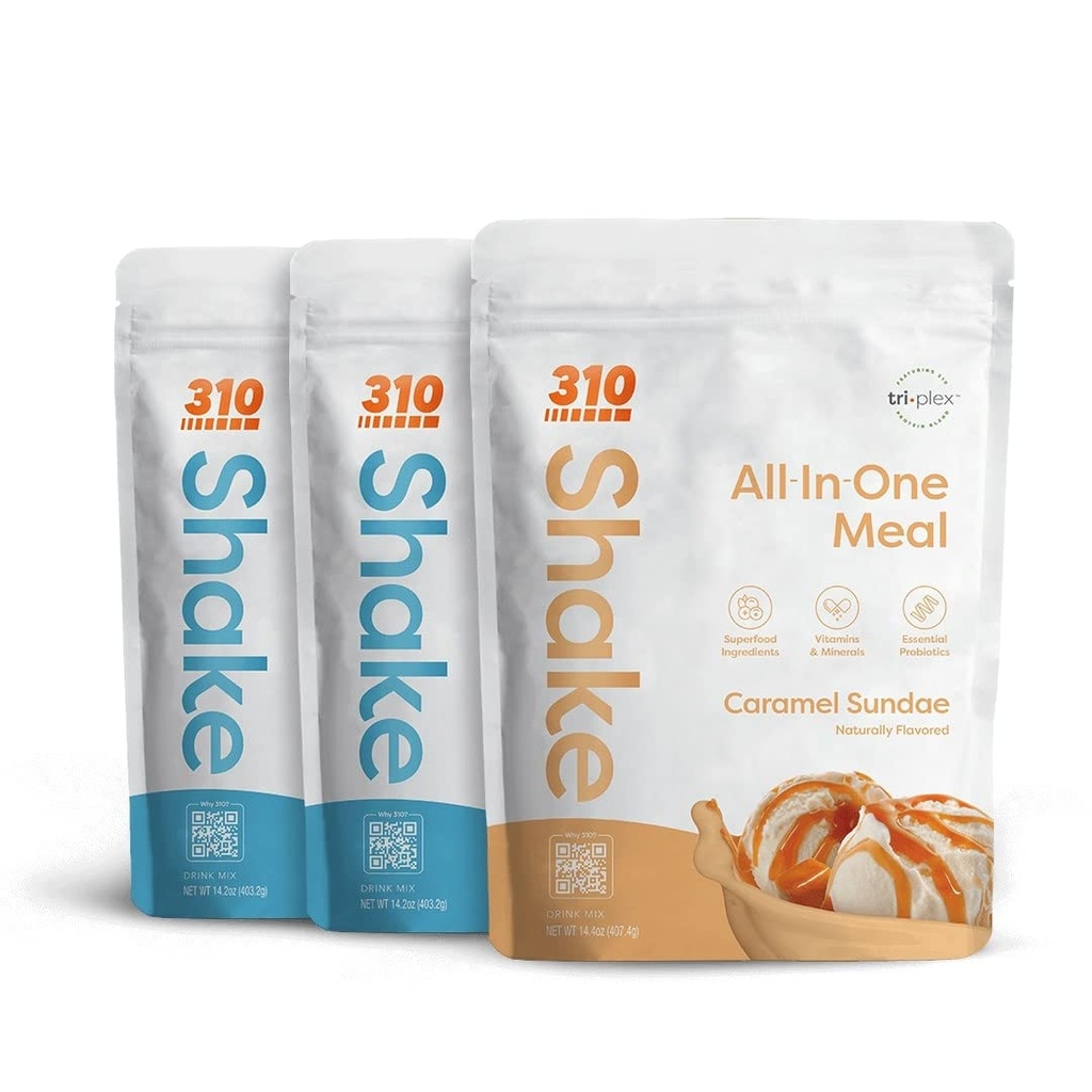 310 תזונה - All-In-One Meal Switch Shake - New Formula with fiber Rich Superfood Band - Natural Sweeteners - Low Carb Shake, Keto & Paleo Friendly - Gluten Free - 26 Essentials & מינרלים - משולש פלאדור Pack