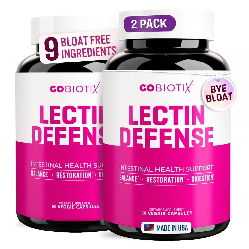 GOBIOTIX Lectin Defense - Lectin Blocker תוסף ל-Lay Gut עם MSM ו-Azymes העיכול - מסייעות ב- Intestinal Health for Women and Men - Non-GMO + Gluten Free - 60 קפסולות (2)