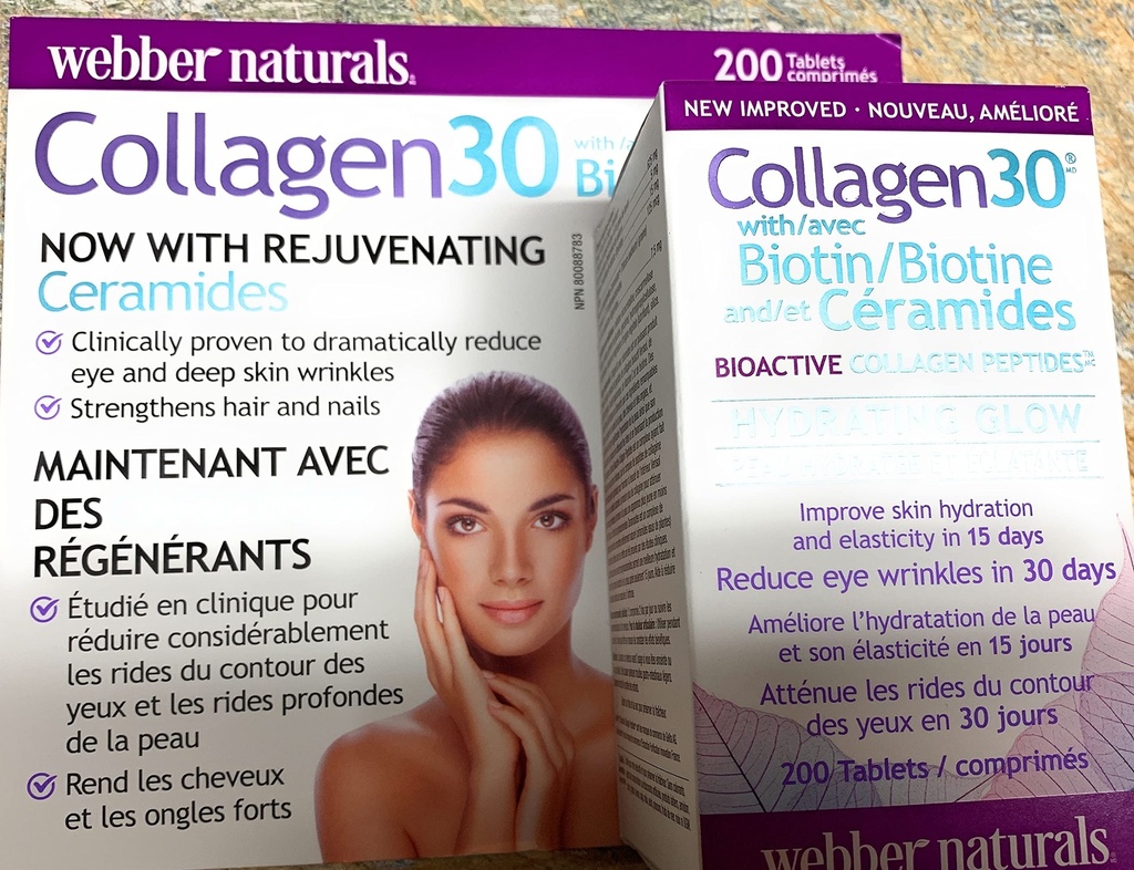 Webber Naturals Collagen 30 עם biotin ו Ceramides, 200 טבליות