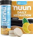 Nuun Energy Electrolyte Tablets עם גינזנג, קפאין מפלט תה ירוק, ויטמין B12, B6, B5, Magnesium & 4 אלקטרוליטים אחרים, Gluten Free & Vegan, טרופי Punch, 8 Pack (80 המשרתים Total)