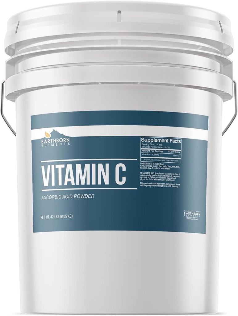 Earthborn Elements ויטמין C אבקת (5 Gallon), Ascorbic Acid, תוסף & ניקוי