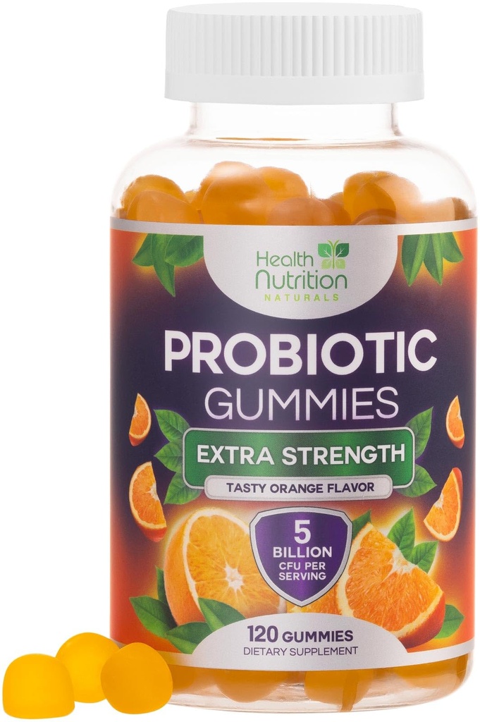 חניכיים פרוביוטיות 5 מיליארד CFU - Diverse Probiotics for Digestive Health & Gut Support Gummy for Women, Men, & Kids, Daily Probiotics תוסף לתמיכה ב- Immune, Non-GMO, טבעוני, 120 מסטיקנים
