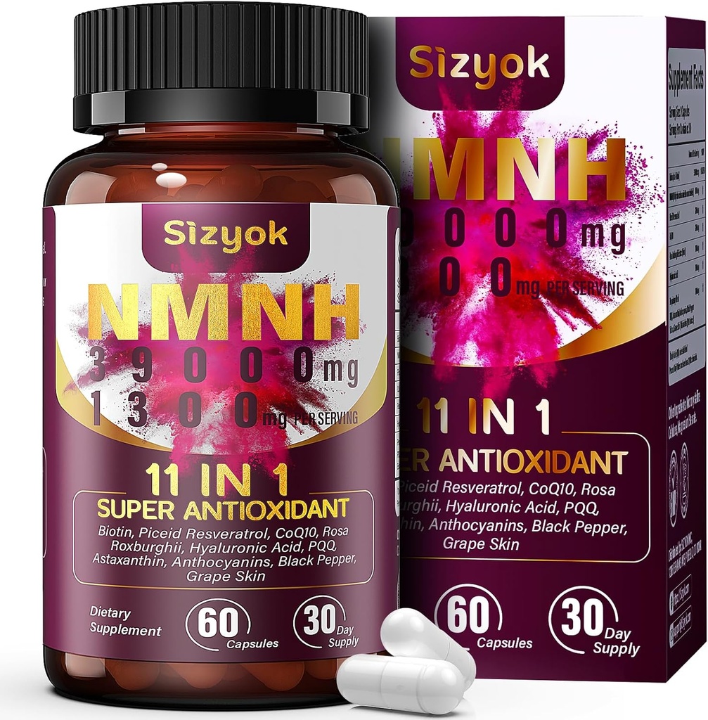 11-in-1 NMNH (Dihydronicotinamide Mononucleotide), 600 מ"ג לשרת, NAD+ תוספת עם Resveratrol, CoQ10 כדי לתמוך NAD+ רמות, NMNH תוספת עבור Anti-Aging, 60 Count, 30 יום אספקה-63
