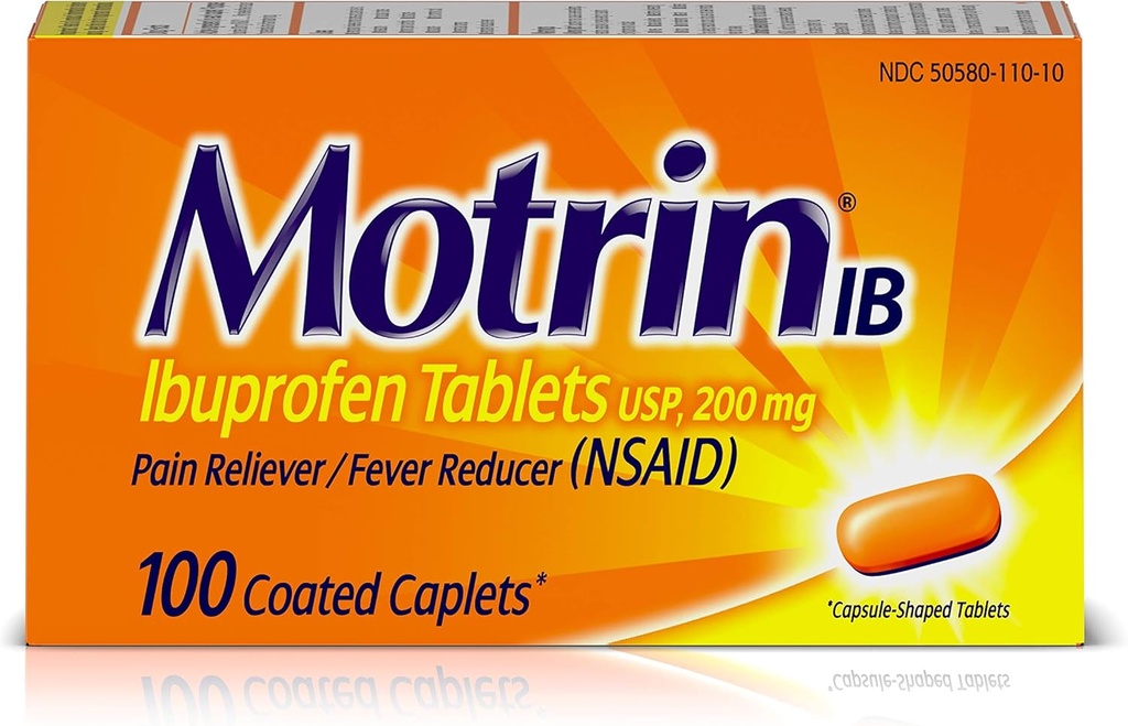 Motrin IB Pain Reliever Fever (NSAID) Ibuprofen טבליות, 100 Count