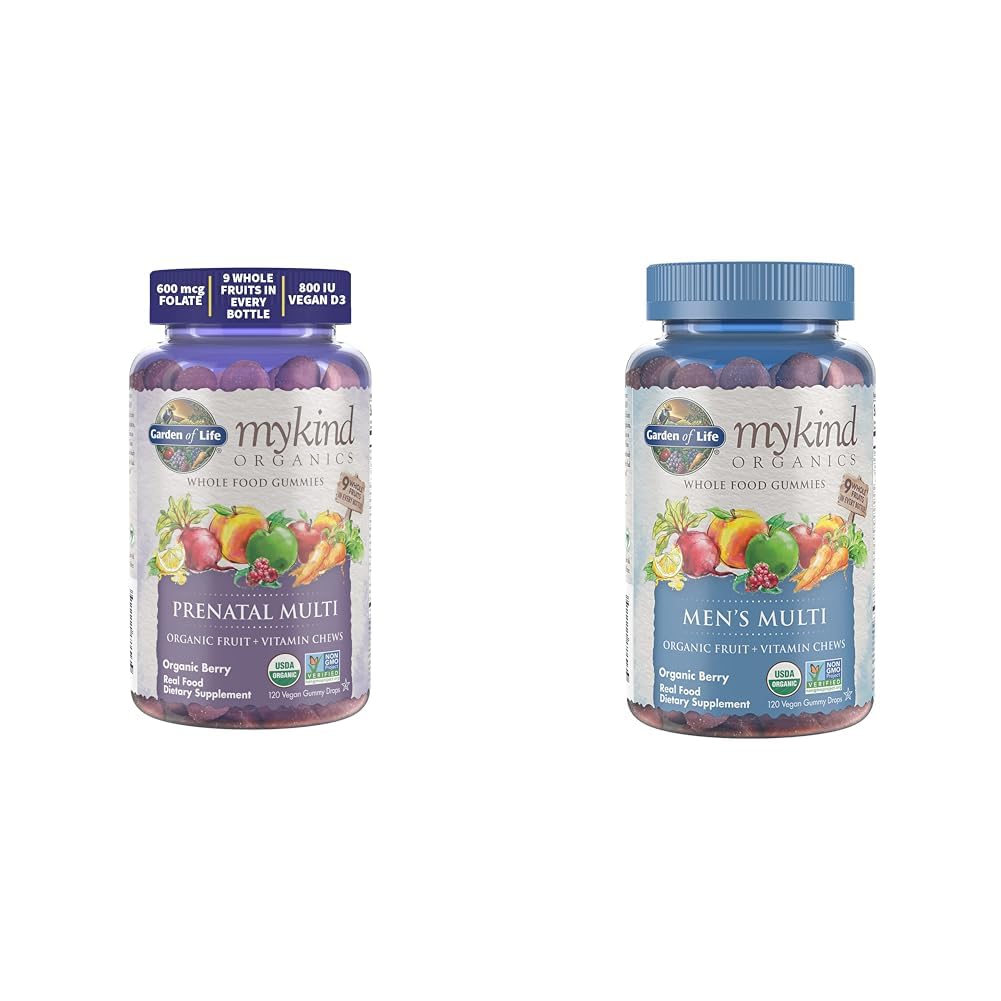 גן של חיים אורגניים טרום לידתי חניכיים Multivitamin עם ויטמין D3, B6, B12 & אורגנים גברים של ויטמינים חניכיים רב ברי, 120 ספירה