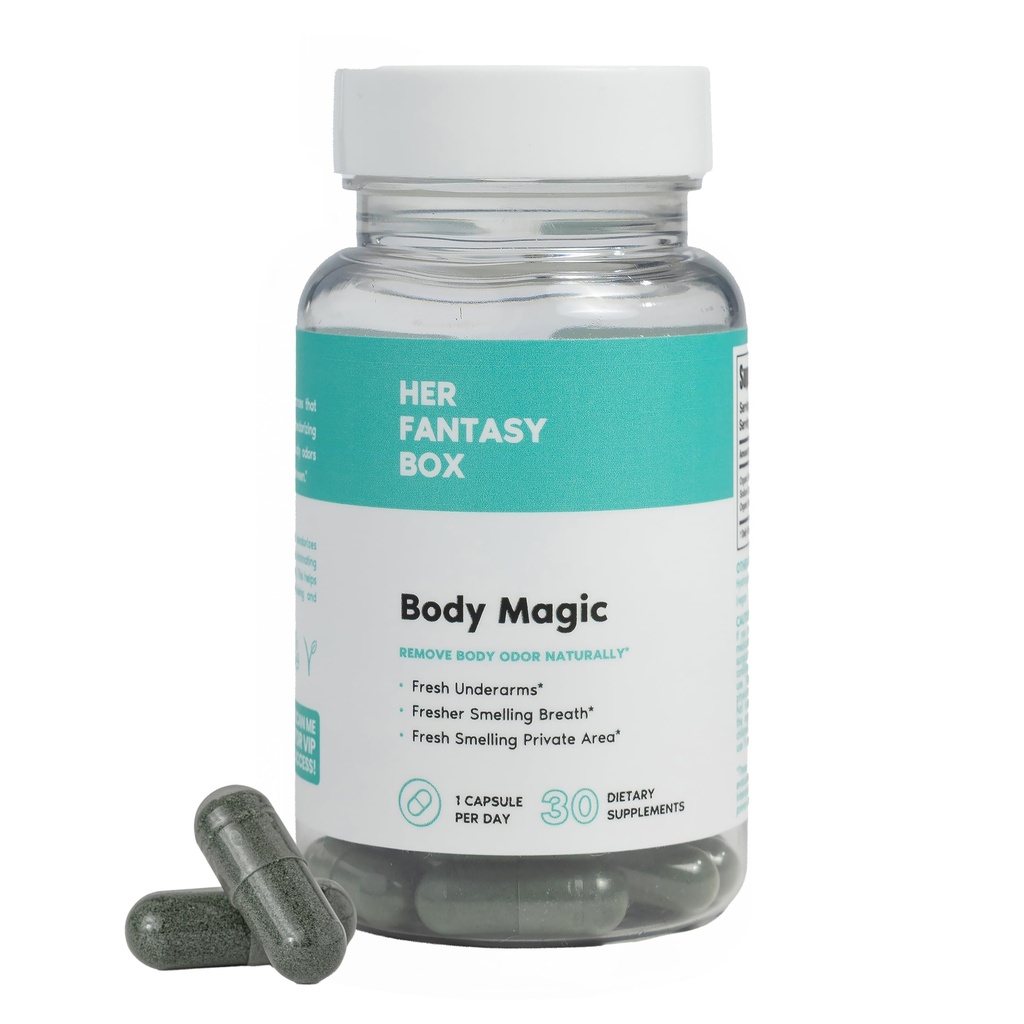 Her Fantasy Box | Body Magic | Chlorophyll קפסולות - תמיכה טבעונית Detox & Digestion, Gut & Skin Health, Natural Energy Booster - 30 קפסולות (200 מ"ג)