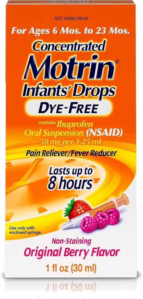 Motrin Infants Concentrated Liquid Medicine טיפות עם Ibuprofen, ברי, 1 fl. oz