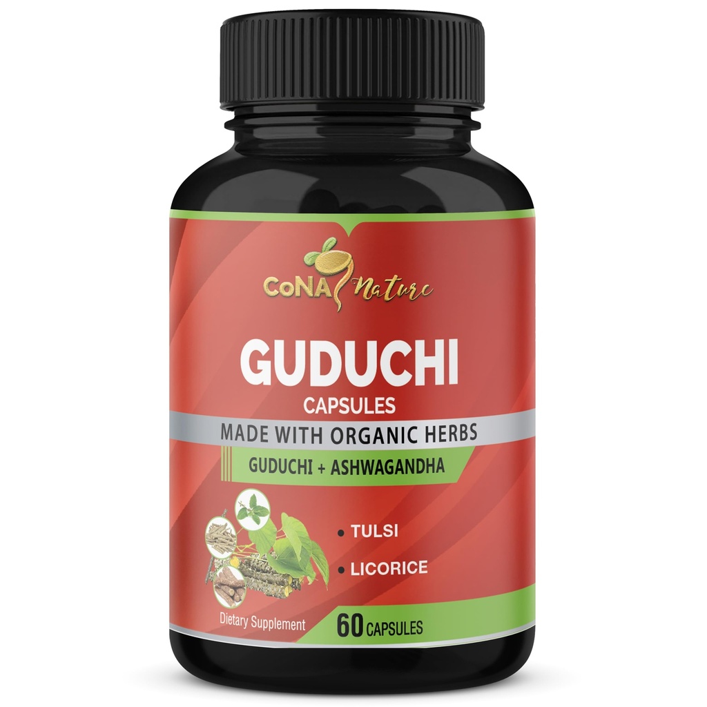 אורגני Giloy Guduchi לחלץ קפסולות & Ashwagandha, Licorice, Holyזיל | Imm Booster