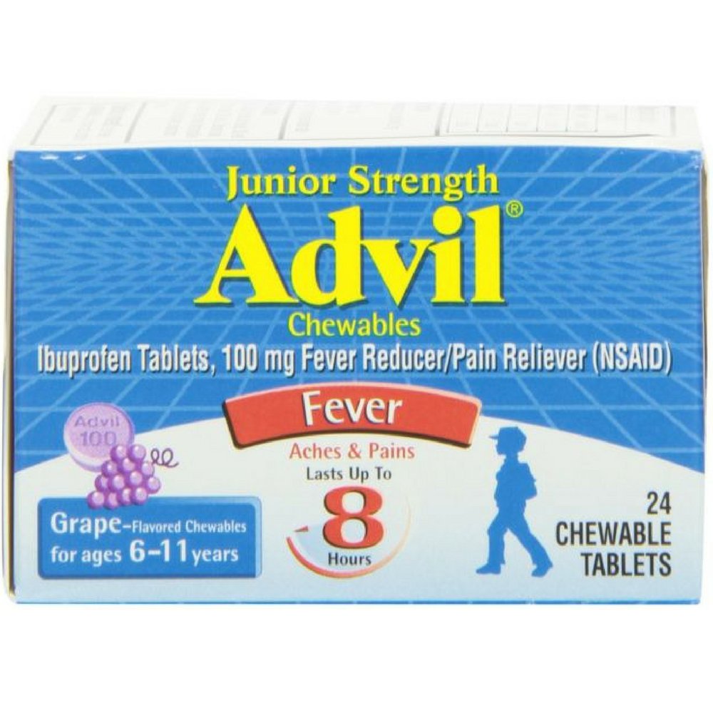 Advil Junior Strength Pain Reliever - 24 טבליות צ'וגבל