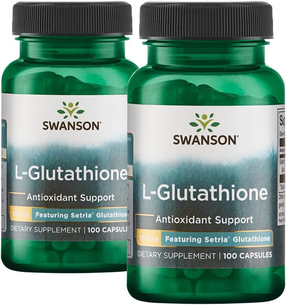 Swanson Amino Acid L-Glutathione 100 מיליגרם 200 קפסולות 2 בקבוקים