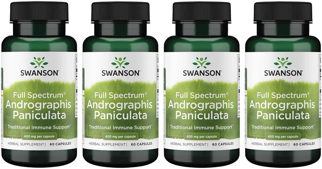 Swanson Full Spectrum Andrographis Paniculata 400 מיליגרם 60 קפסולות (4 Pack)