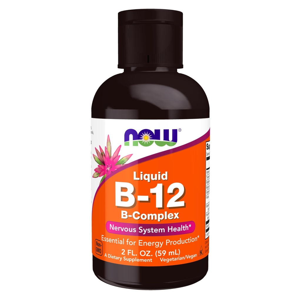 תוספי מזון עכשיו, ויטמין B-12 Complex נוזל, ייצור אנרגיה*, מערכת העצבים