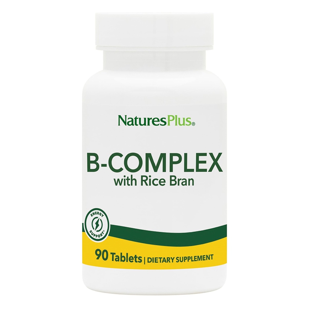 NaturesPlus B-Complex with Rice Bran - 90 טבליות - Vegetarian, Gluten Free - 90 משרתים