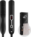 Beard Straightener Comb for Men - שדרג את Professional Electric Mens Beard Straighting Brush Portable Anti-Scald 5 טמפרטורה מתאימה ו- LCD Display עם ביצוע בייג'ינג