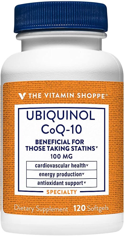 ויטמין Shoppe Ubiquinol CoQ-10 100 מ"ג - Beneficial עבור אלה שלוקחים סטטינים - תומך בריאות הלב והתאים ייצור אנרגיה בריאה, אנטי חמצון חיוני - פעם יומית (120 Softgels)