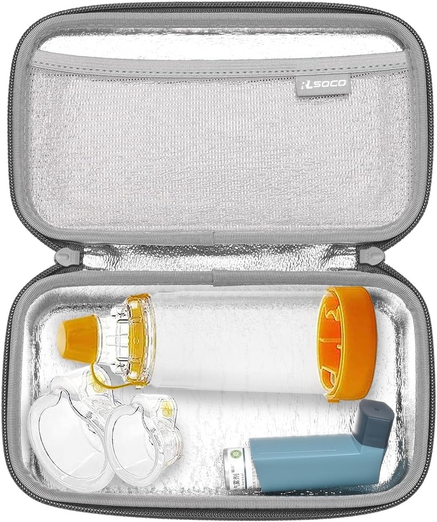 RLSOCO נושא מקרה עבור Asthma Inhaler לילדים ומבוגרים, Inhaler Spacer Travel Case for Device,Mask ואביזרים אחרים (Case Only)