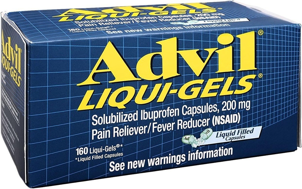Advil Advanced Medicine for Pain, 160 Liqui Gels 200 מ"ג (Pack של 3)