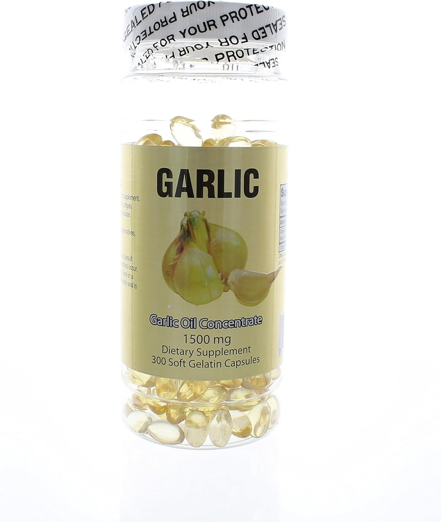 Garlic Oil Concentrate 3 MG (1500:1) 300 קפסולות Cholesterol חינם, New Item Good Product!!!