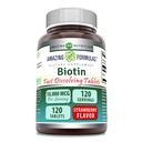פורמולה מדהימה biotin Fast Dissolve 10000 Macg Tablet תוסף | Strawberry Flavor | ויטמין B7 | Non-GMO | Gluten Free | Made in USA (120 Count)